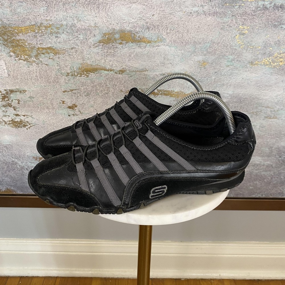 Skechers Shoes Womens Size 10 Black Leather Slip On Walking Sneakers SN 21553
